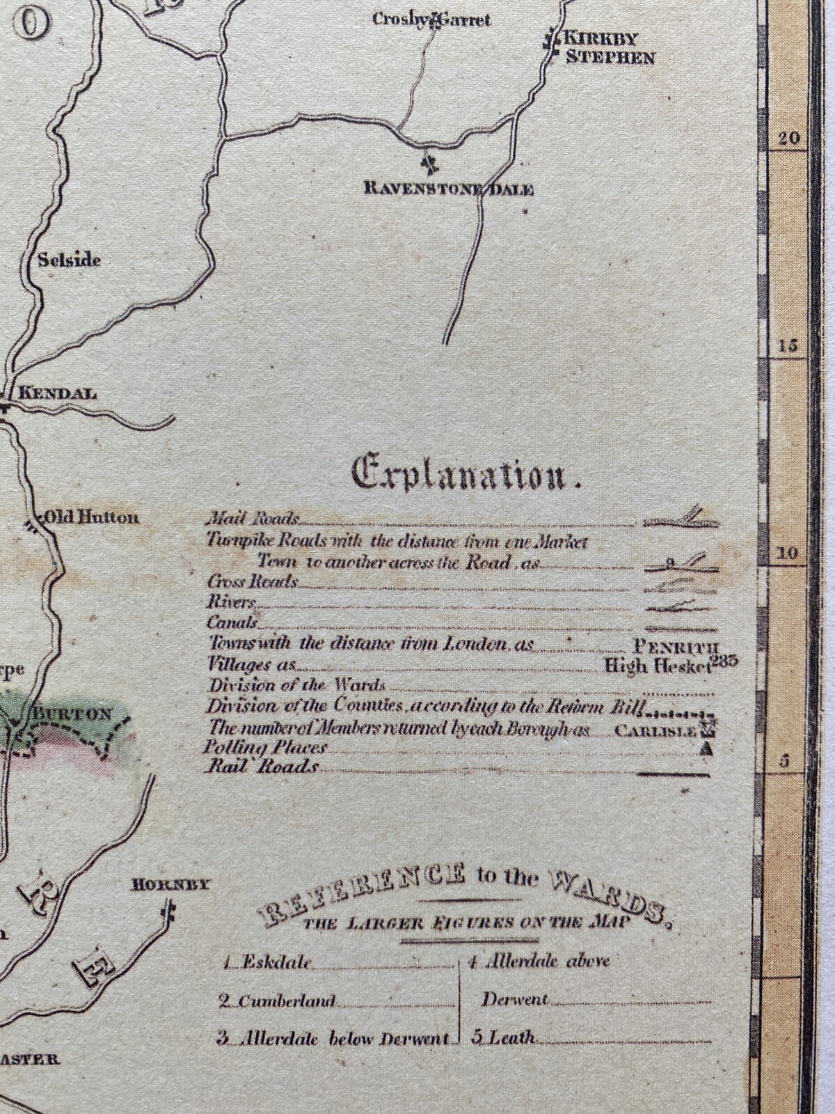 Old Victorian Map Cumberland (Cumbria), England 1840 Pigot: Antique: Reprint