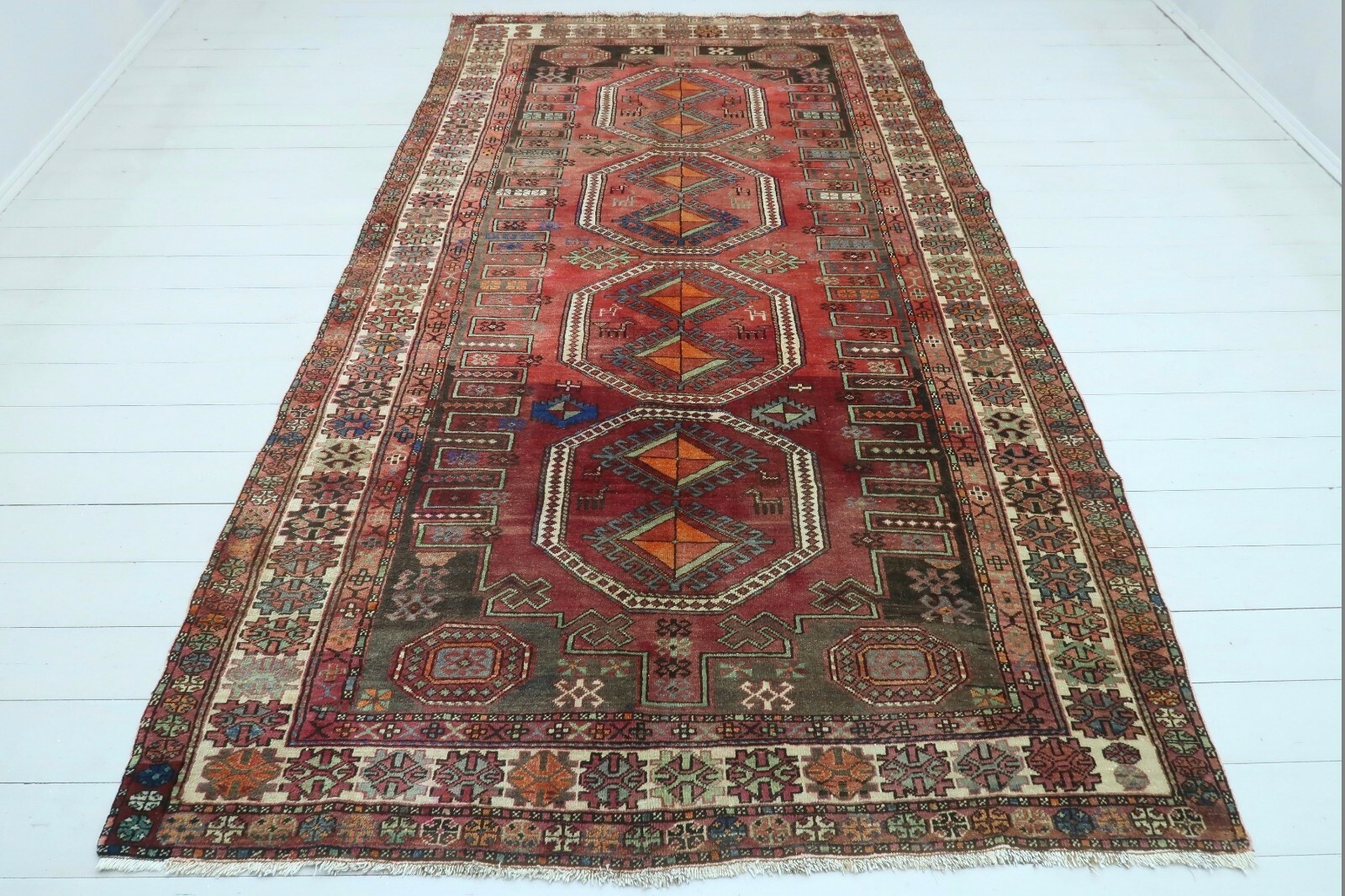 Vintage Turkish Genje Kilim Rug,Area Tribal Rug 64″x113″ Modern Rug,Wool Carpet