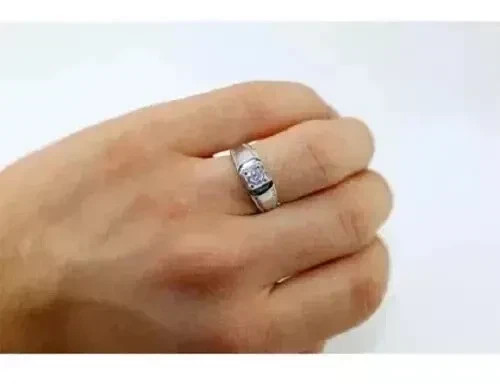 2Ct Round-Cut Lab Created Solitaire Men’s Engagement Ring 14K White Gold Plated