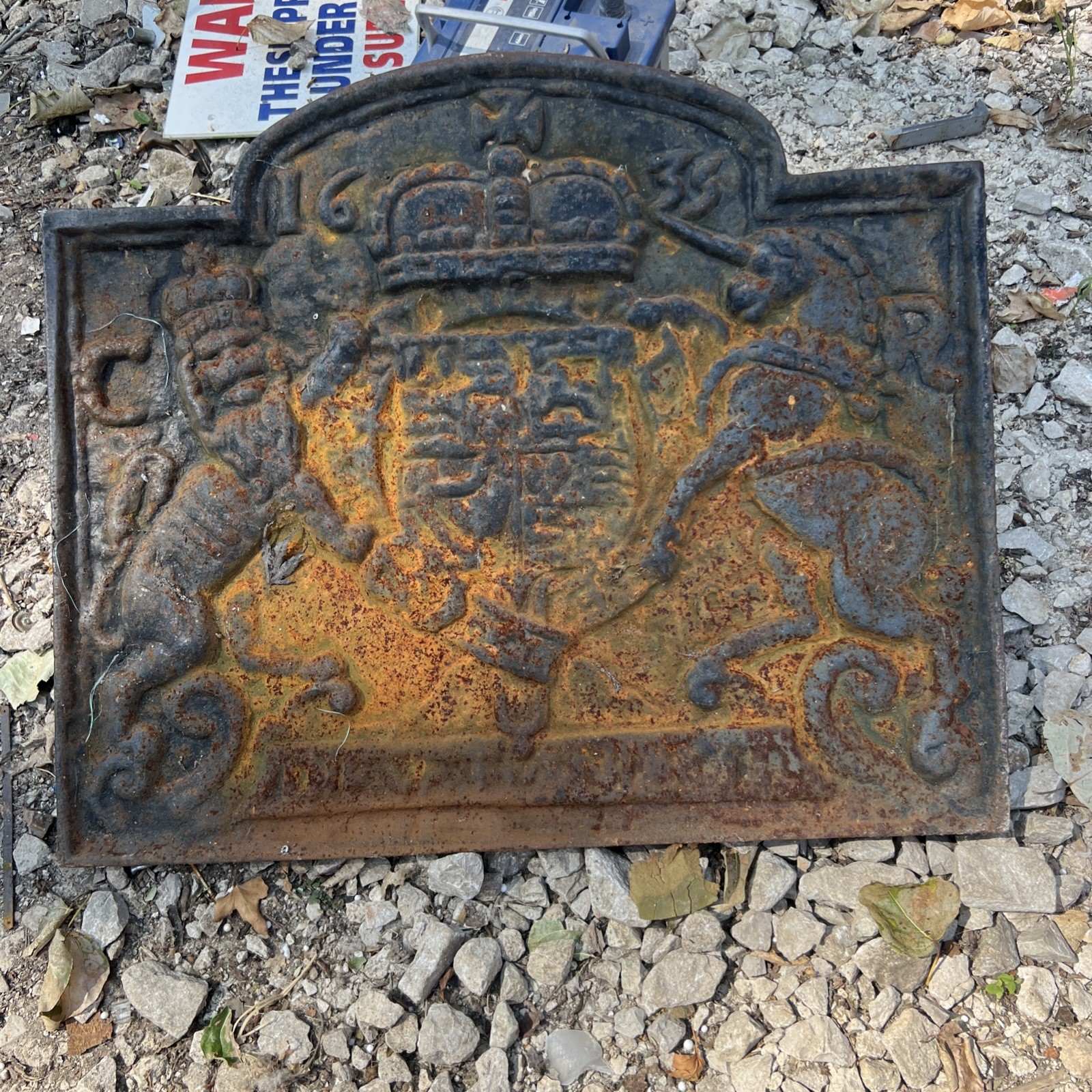 1635 Dated Cast Iron Fire back (Fireback) 50cm H x 58cm W for Fireplace