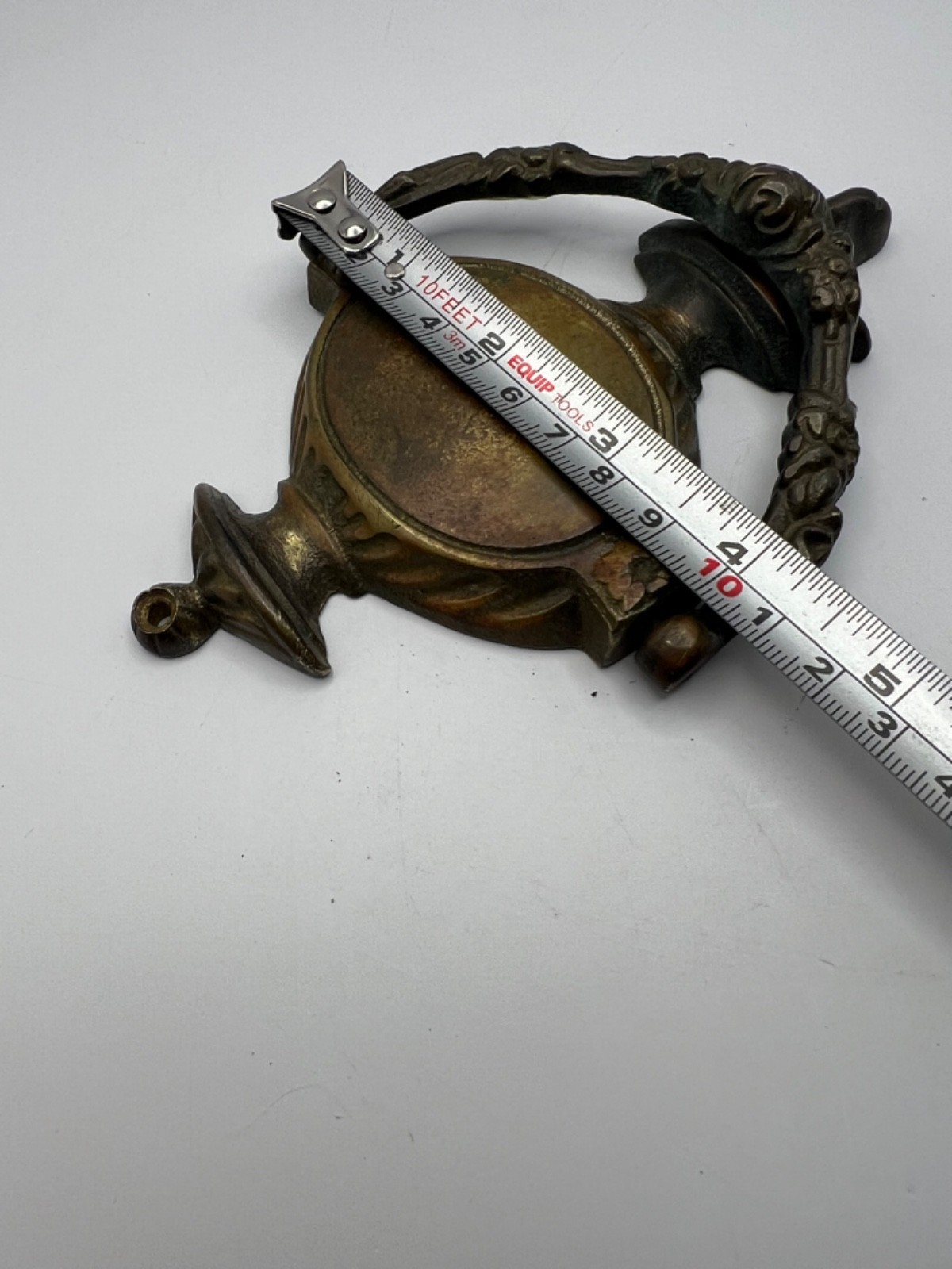 Antique Solid Brass Door Knocker Rams Head Floral Ornate Knocker Ring
