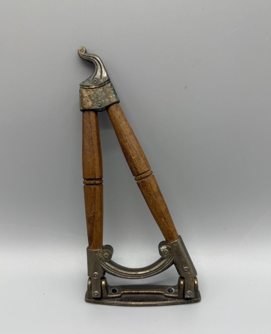 VTG 1970s Swivel Plant Holder Lantern Hook Oak And Cast Metal Wall Mounting