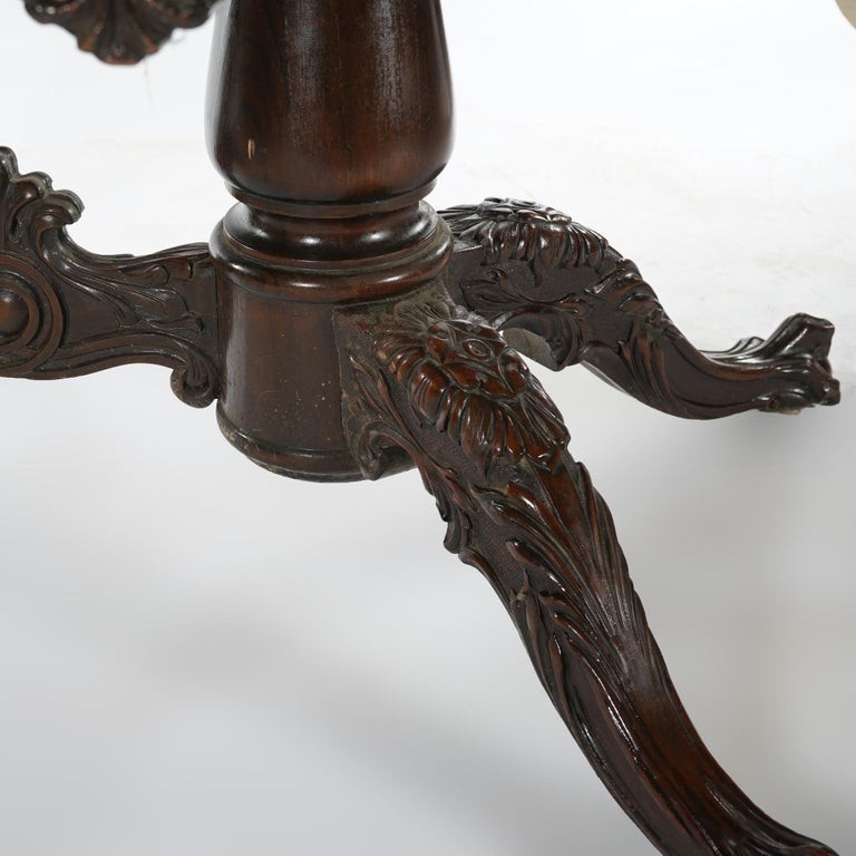 Antique Chippendale Carved Mahogany Double Pedestal Dining Table Circa 1930