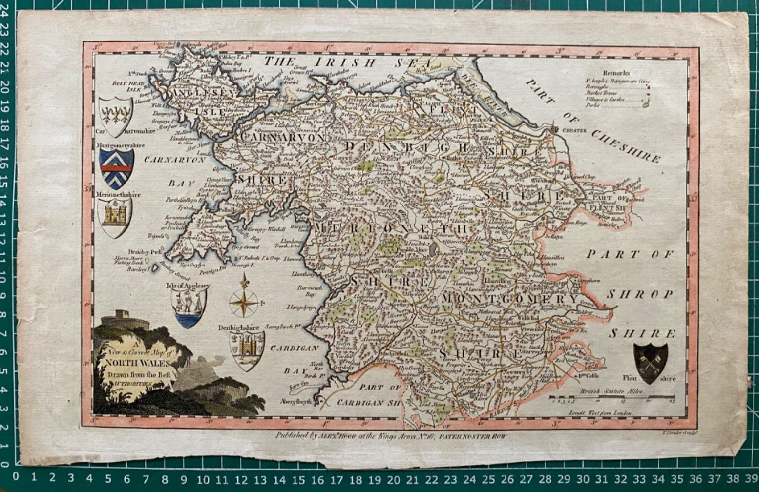 1784 Antique Map; North Wales