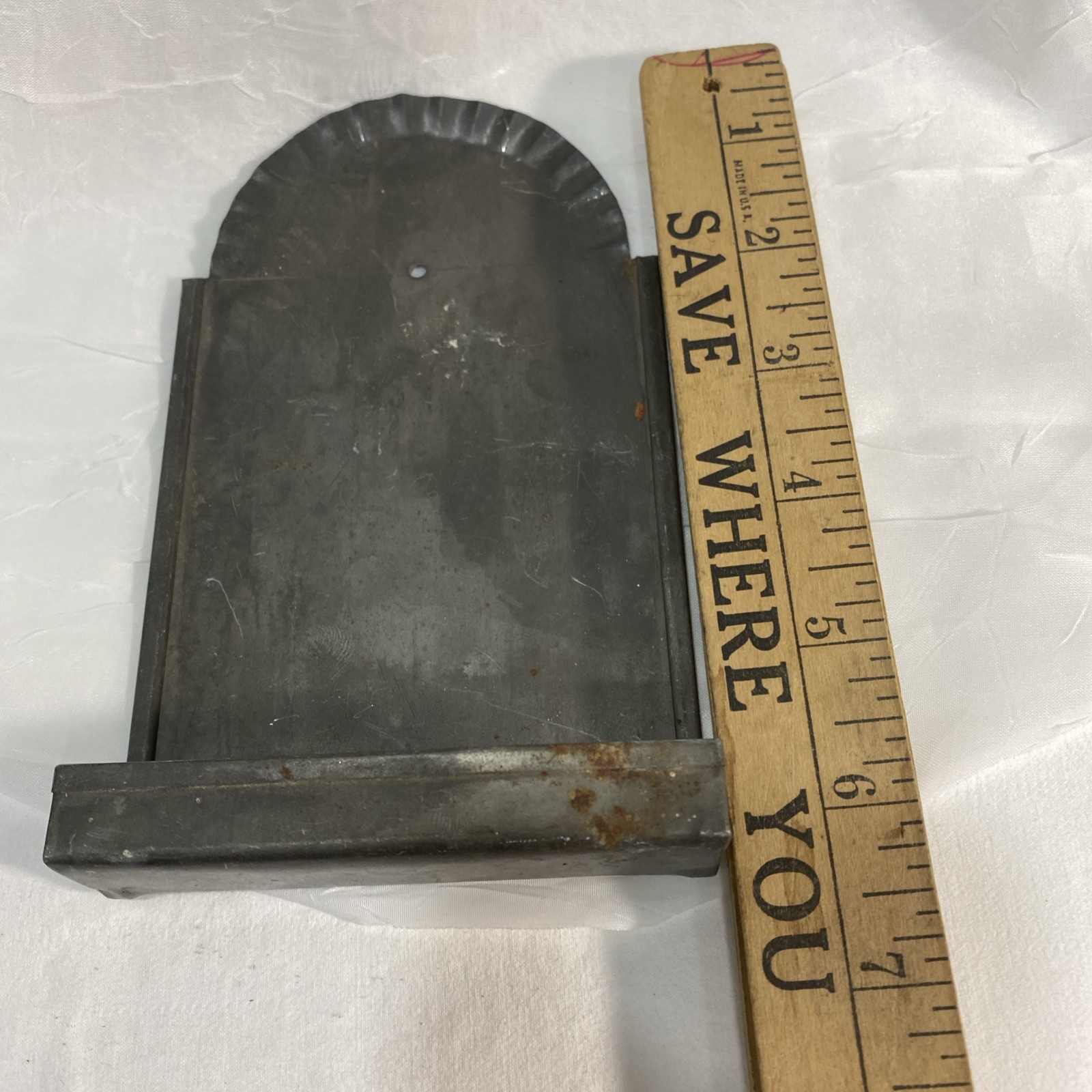 Vintage Primitive Minimalist Crimped Tin Double Candle Wall Sconce