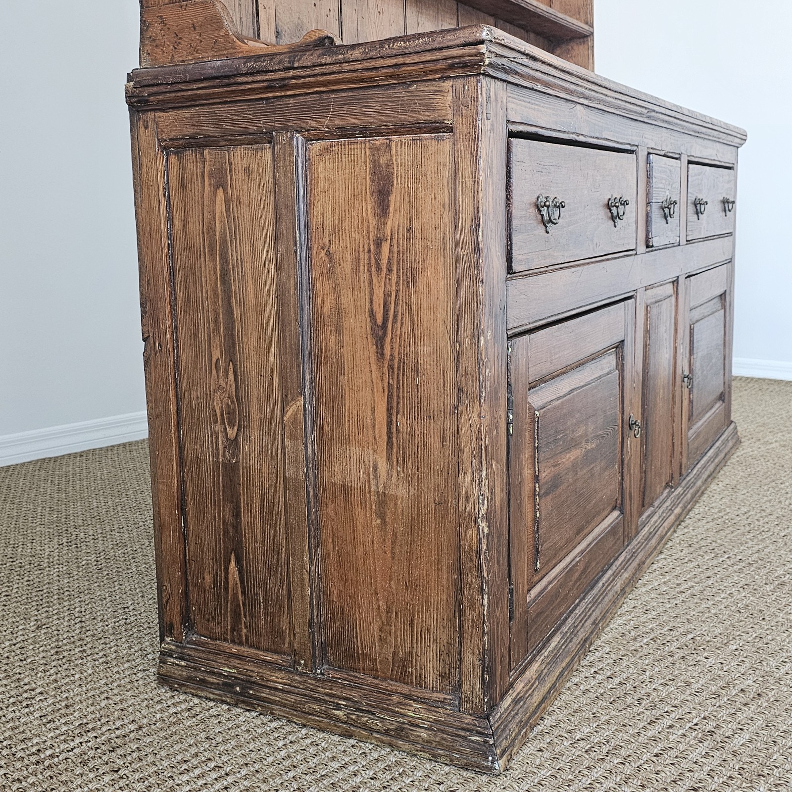 Antique Pine Cupboard Open Plate Rack Welsh Kitchen Dresser Farmhouse Hutch