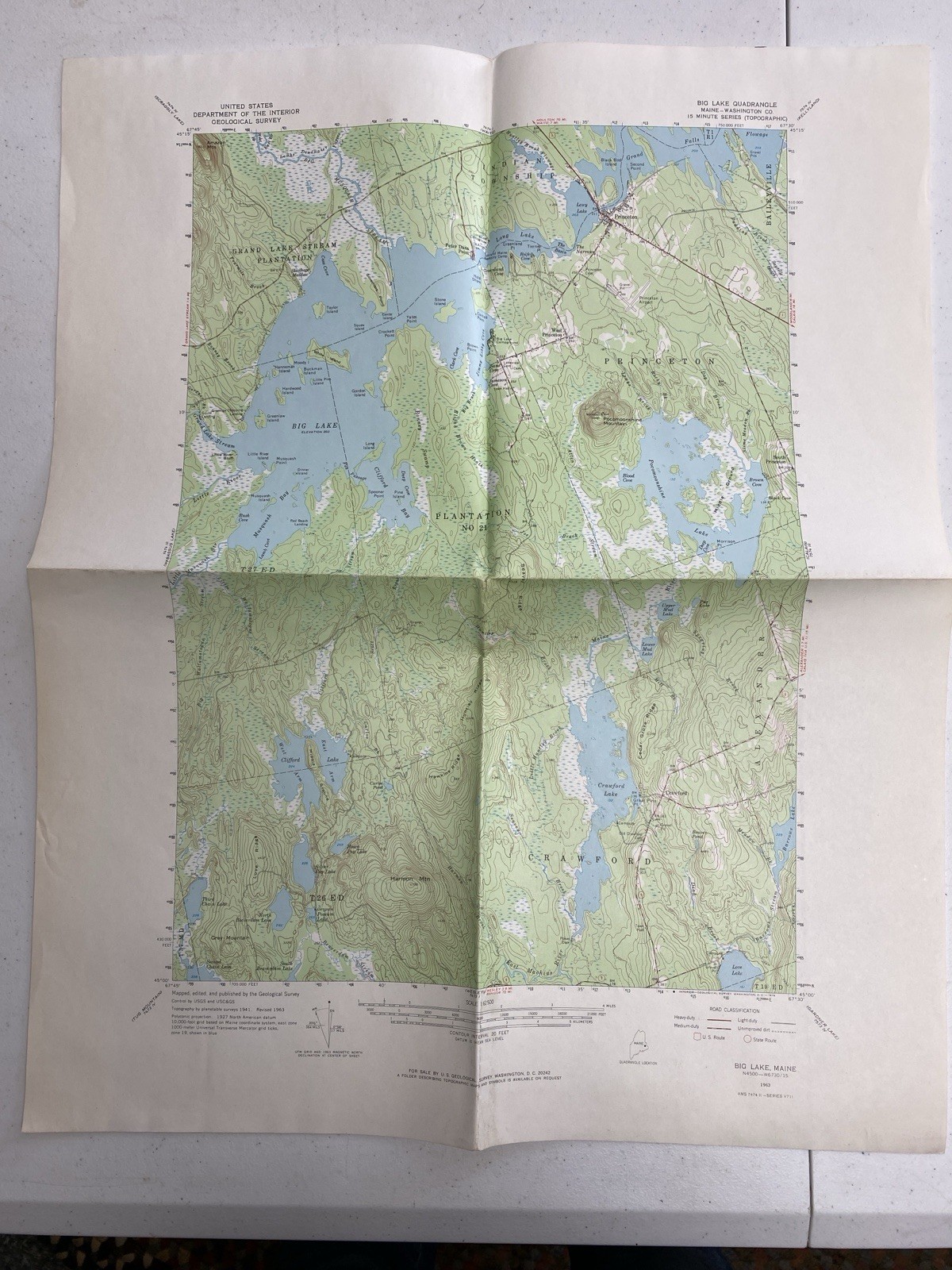 Map BIG LAKEMaine Quadrangle – 1963 Topographic Geological N4500 W6730