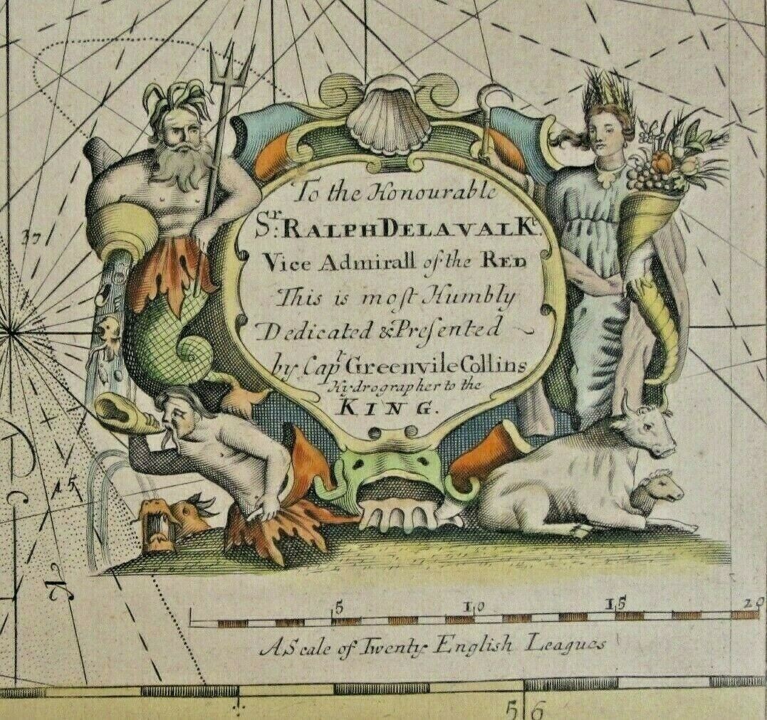 1723 Original Chart – East Coast. Capt Greenville Collins. Sir Ralph Delaval.