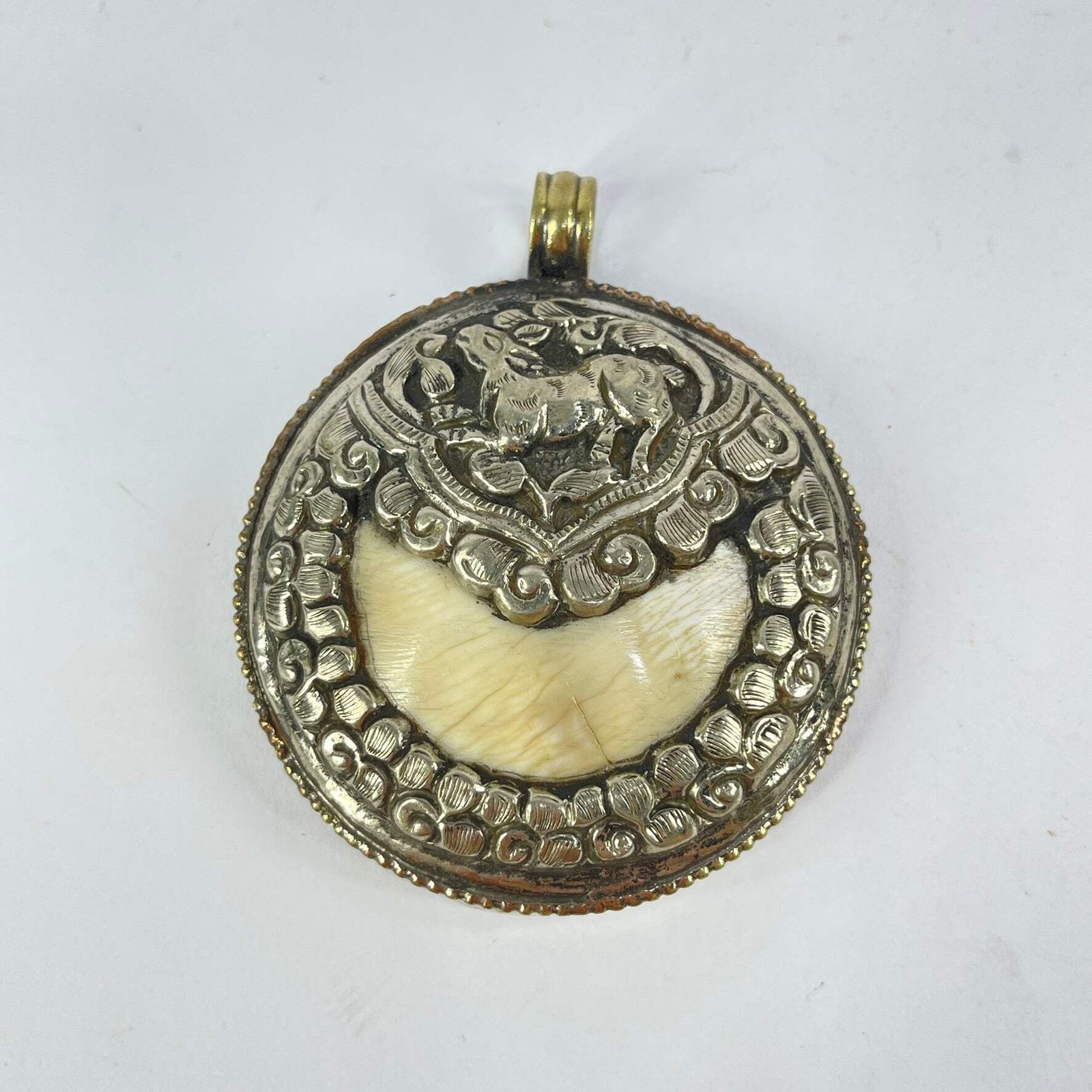 Tibetan Chank Shell Repoussé Pendant