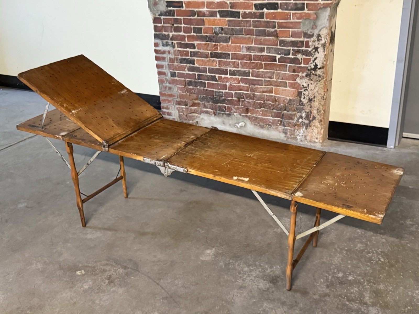 C.1900 Portable Wood “Cooling” Embalming Table, Perforated ~ RePurp, Macarbe