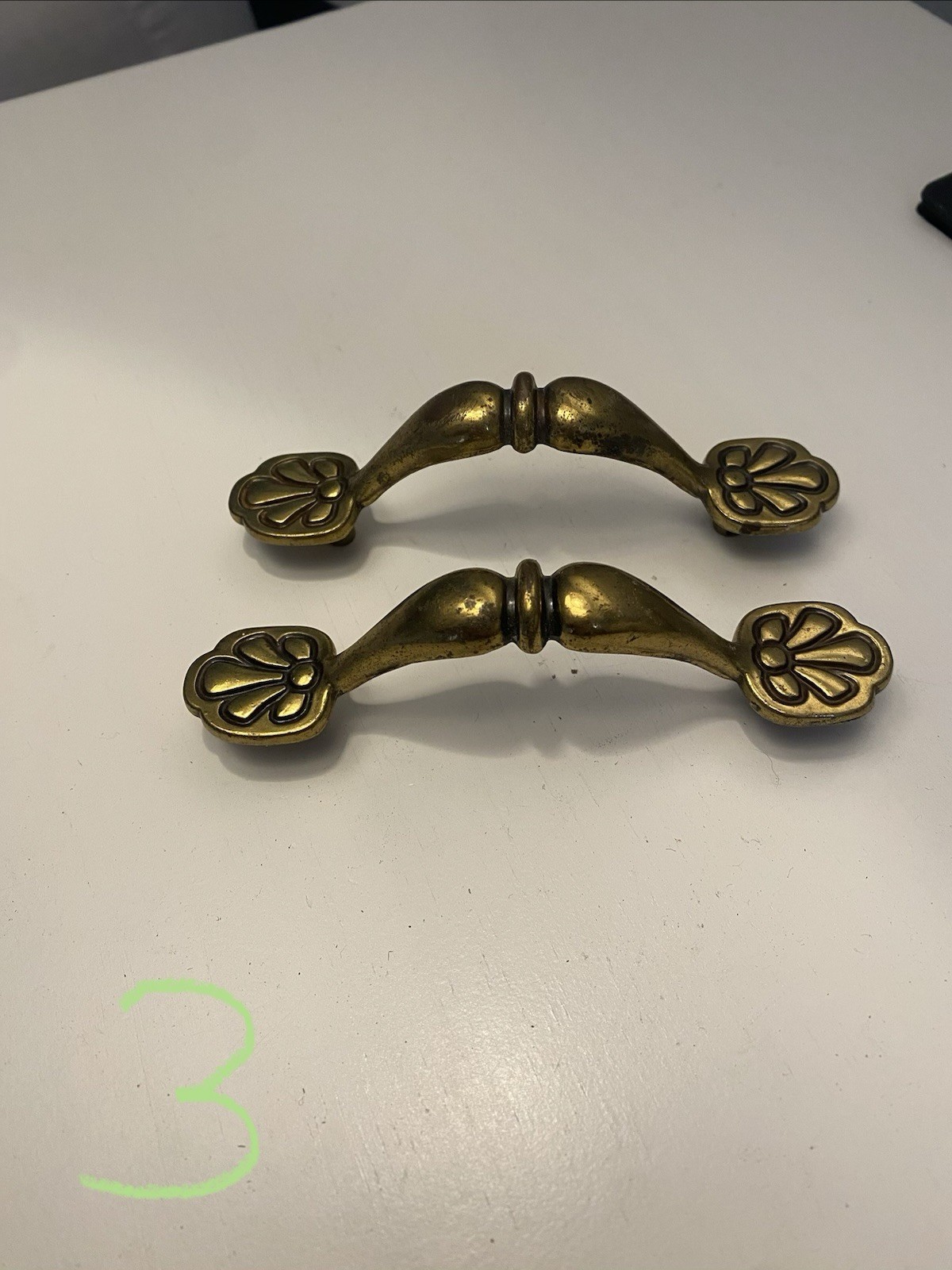 2 Vintage KBC Keeler Brass Colonial Revival Drawer Pulls, c.1950s–60s