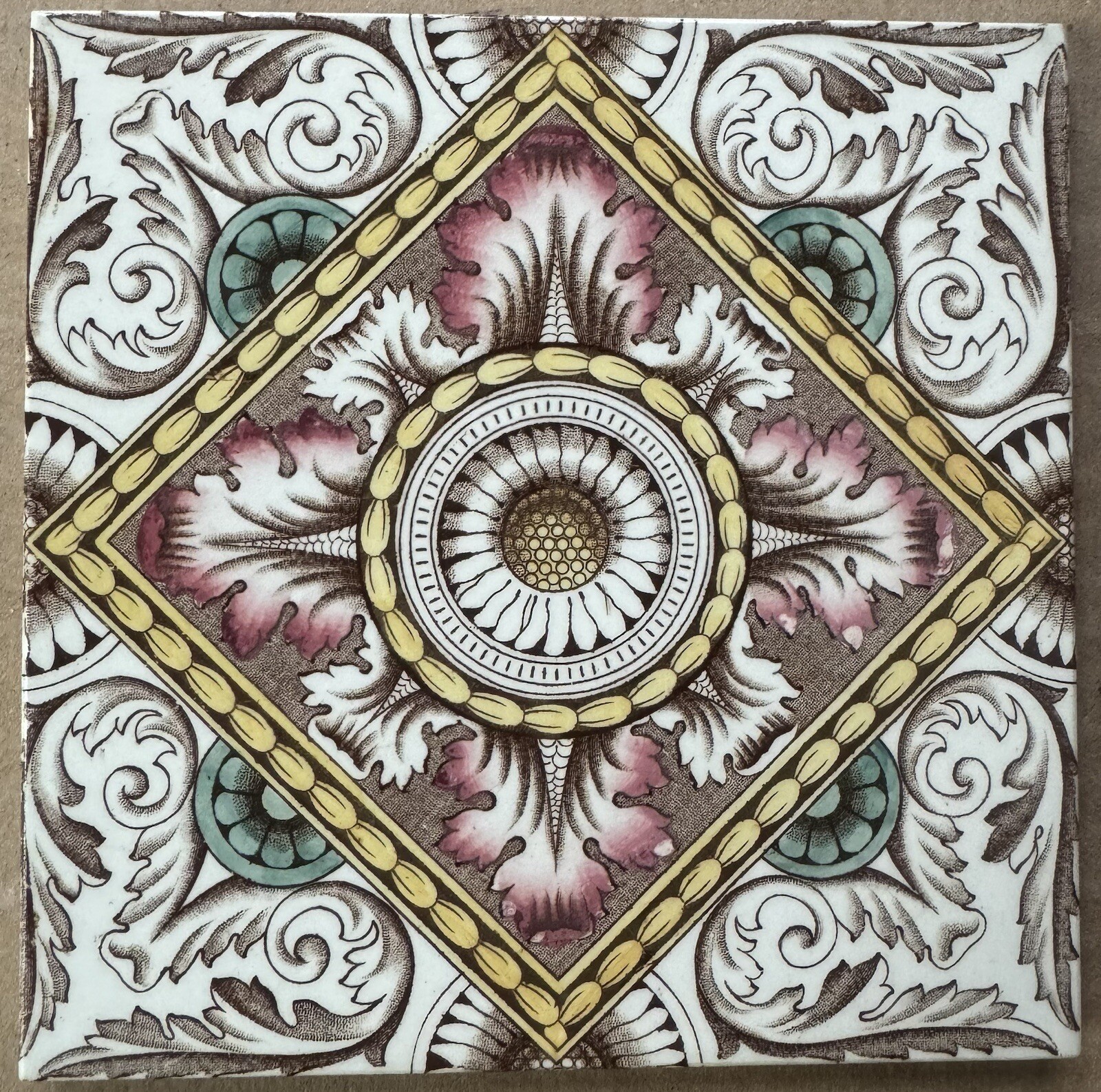 ALFRED MEAKIN – ANTIQUE VICTORIAN MAJOLICA TILE C1900