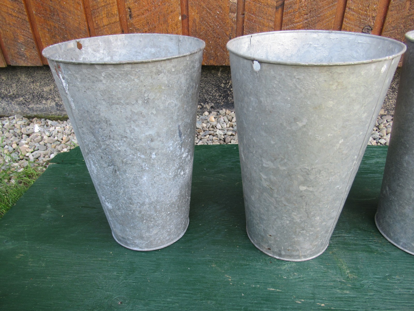 BEAUTIFUL ANTIQUE 3 OLD GALVANIZED Maple Syrup Buckets TAPERED STYLE Bucket Pail