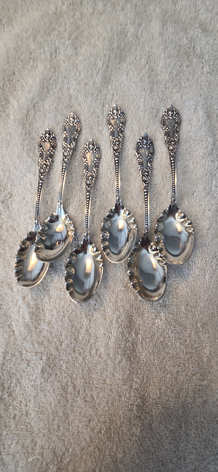 APOLLO by KNOWLES set 6 sterling silver ICE CREAM SPOONS 5 3/8″ M monogram