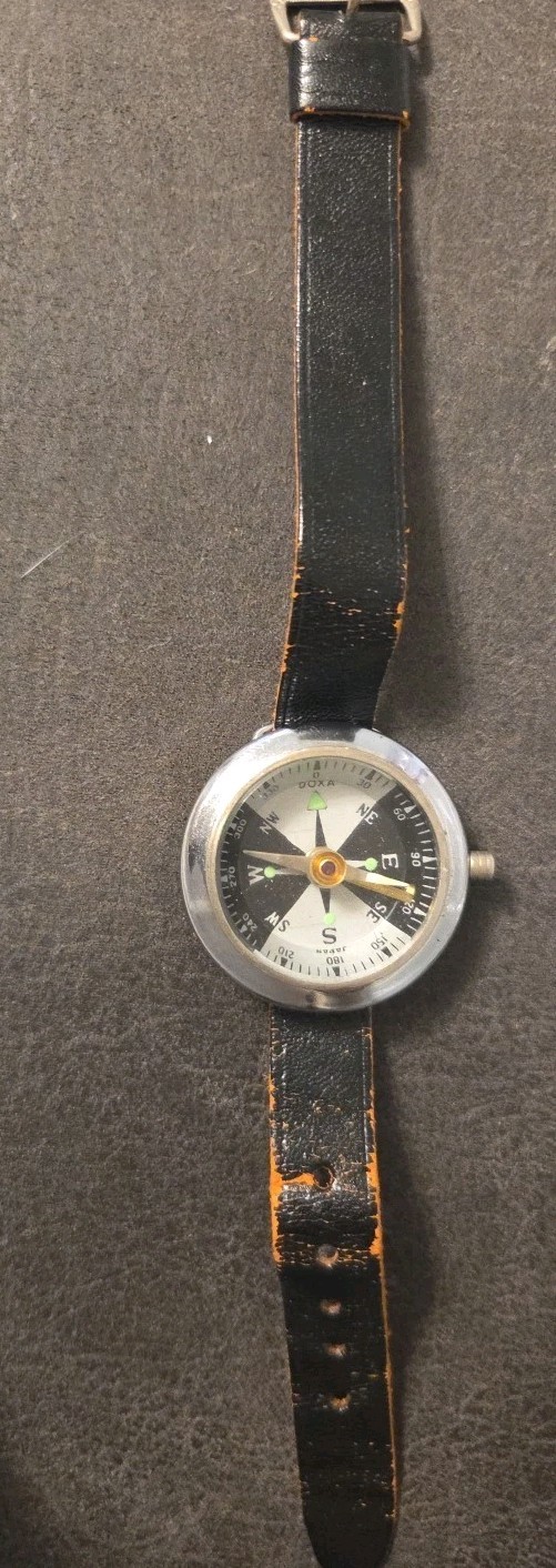 Vintage Doxa wrist compass, made in Japan, circa 1960s–early 1970s.