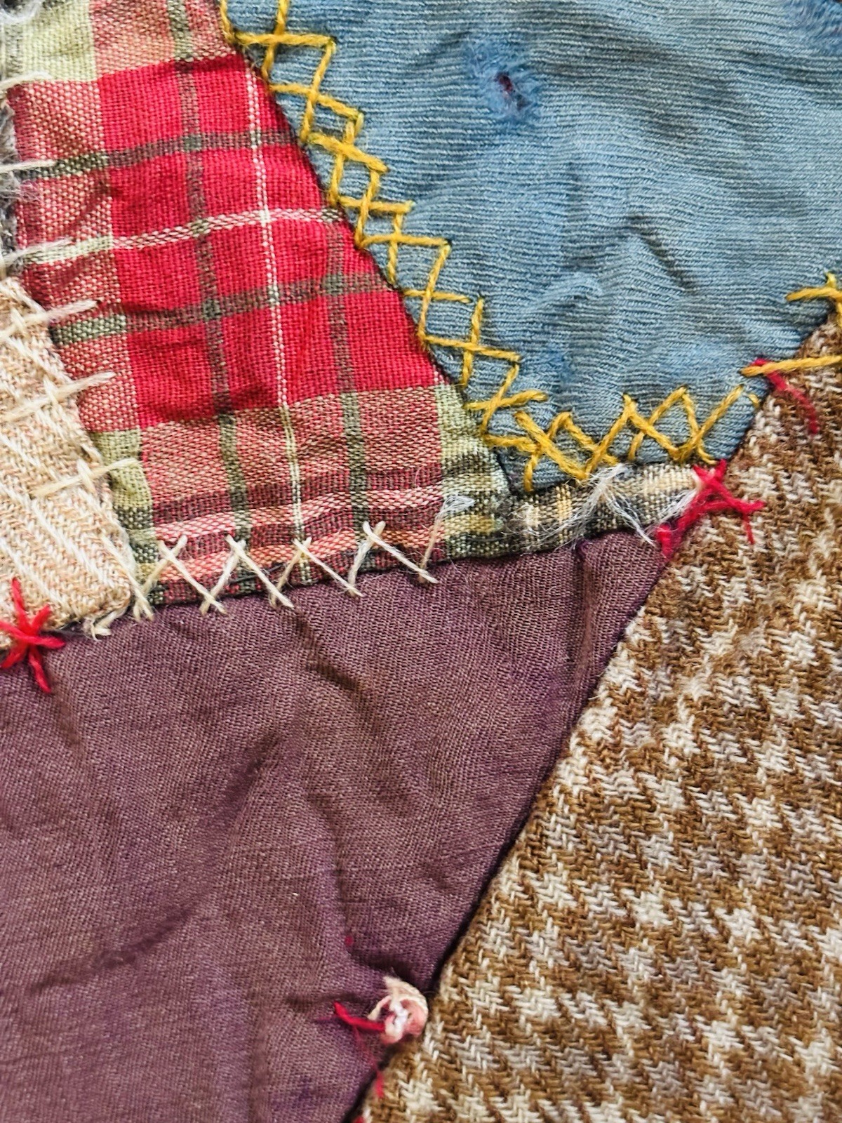 🌟1894 Antique Victorian Botanical Embroidered CRAZY QUILT Signed SARA A+ Skill