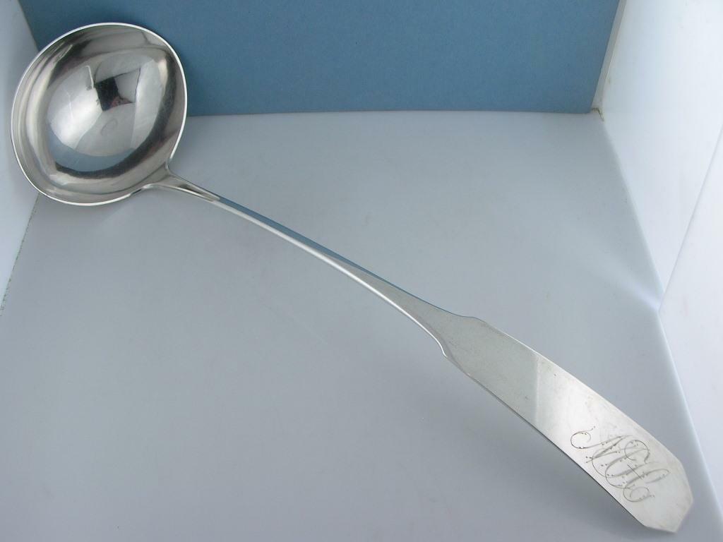 Coin Silver Soup Serving Ladle ISAAC HUTTON Albany NY c1790-1817 coffin handle