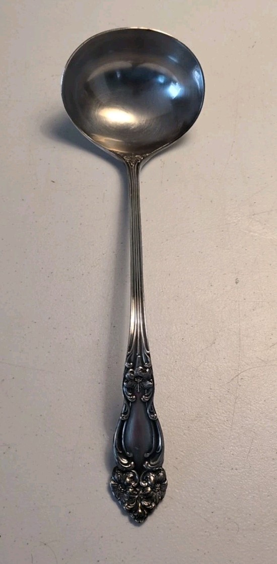 1901 Reed & Barton LARGE Punch Ladle Silver Plated? 12″ Tiger Lily 8 oz