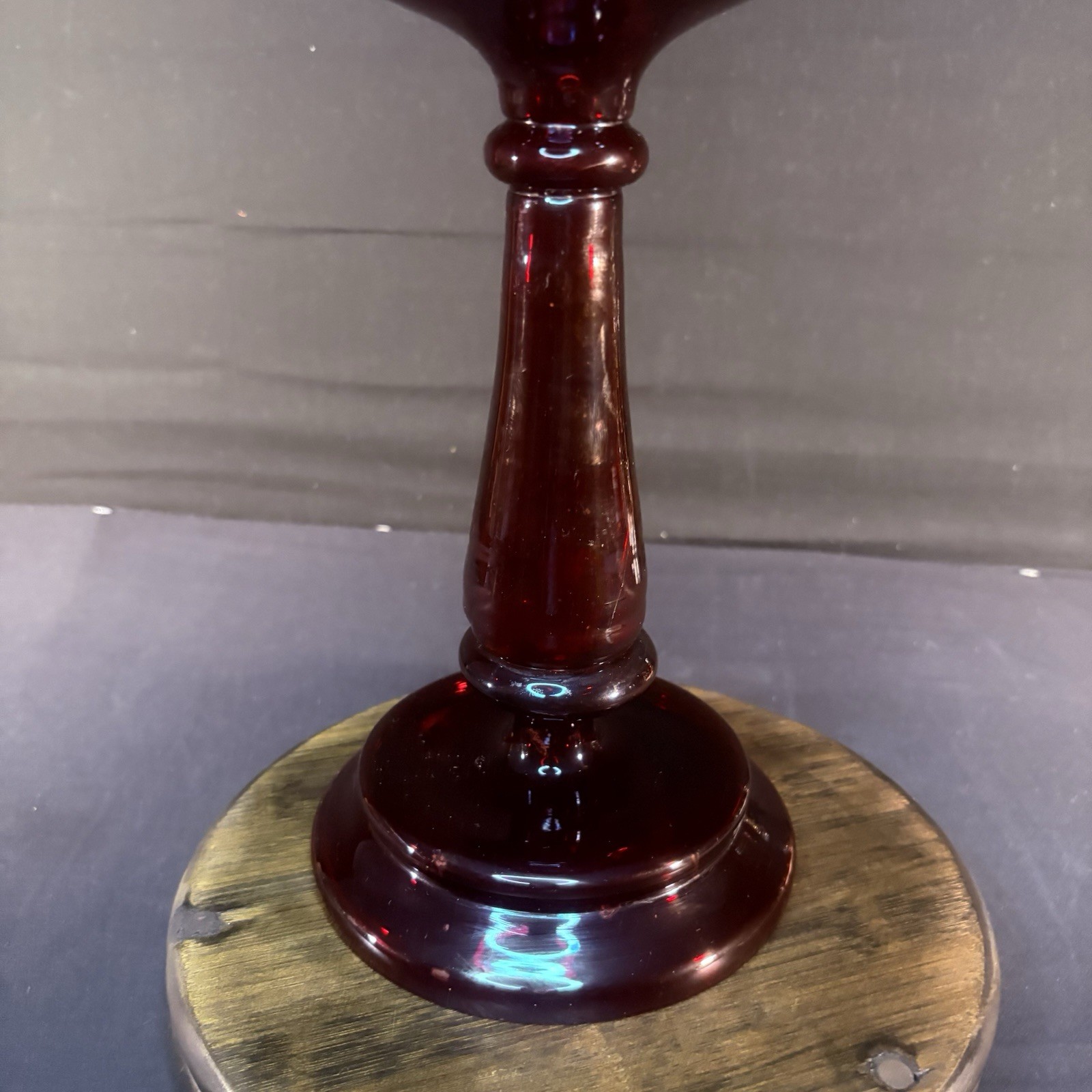 19th Century Bohemian Ruby Glass Mantle Luster 1860-1880 12″ Tall 6″ Diameter