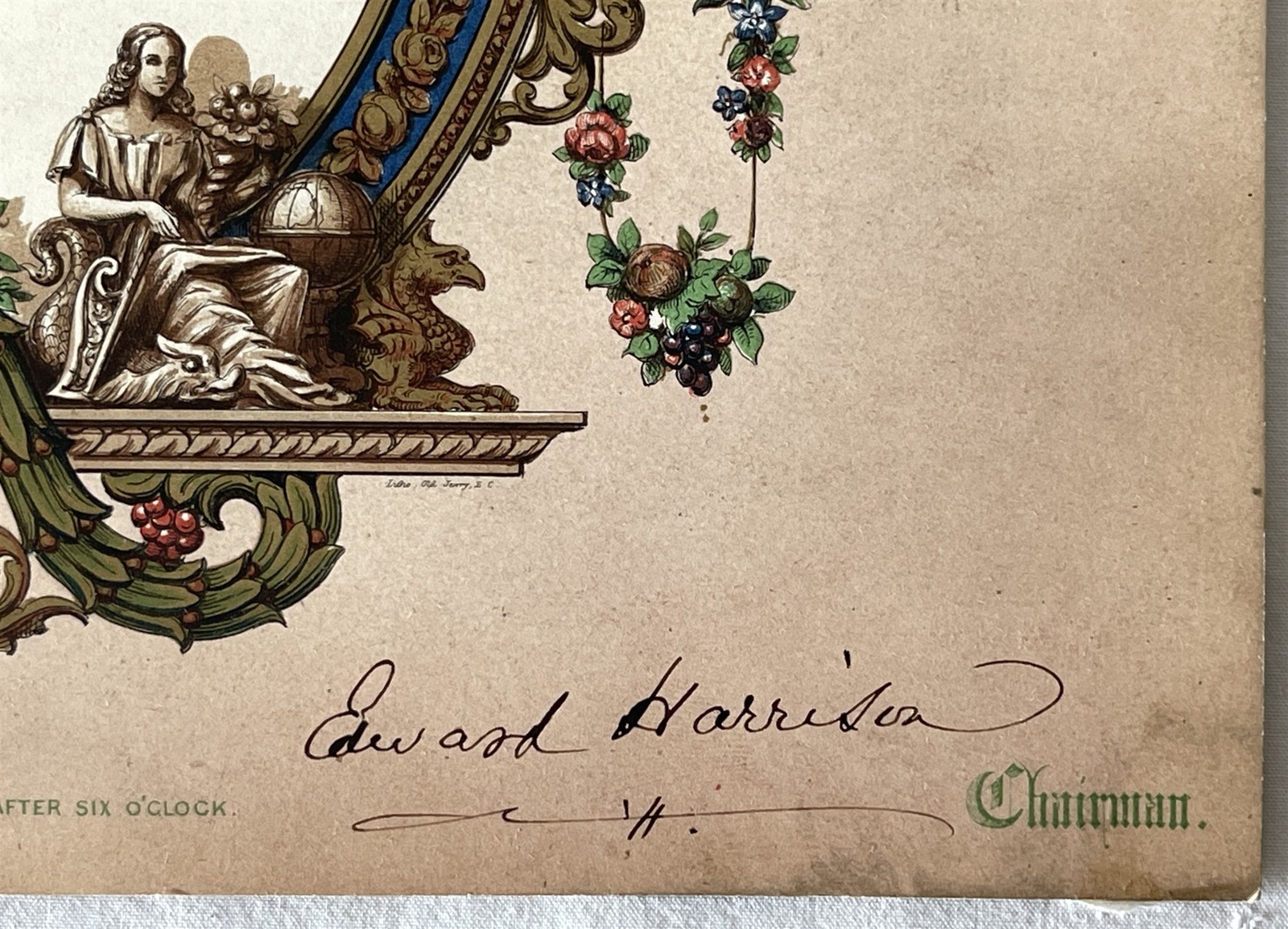 V Rare Antique Signed Victorian Ephemera 1859 GUILDHALL BANQUET with Wax Seal