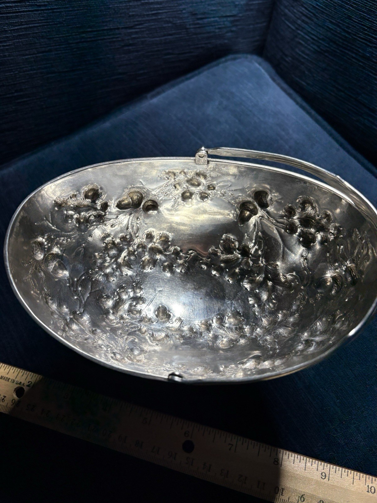 Boston Coin Silver Repousse Basket. Candy? Sweet Meats? Jones, Ball & Poor 1850s
