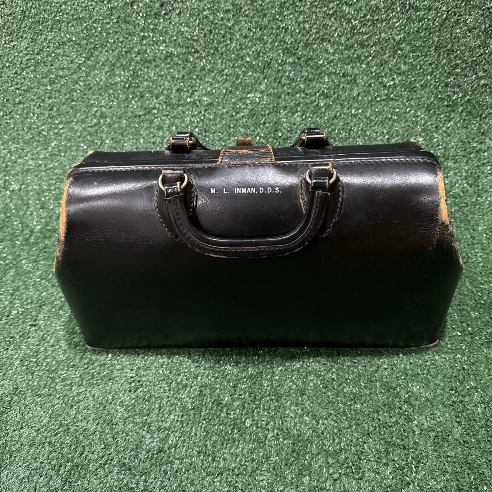 Vintage Schell Black Top Grain Leather Doctor Medical Bag Gladstone Locking Bag