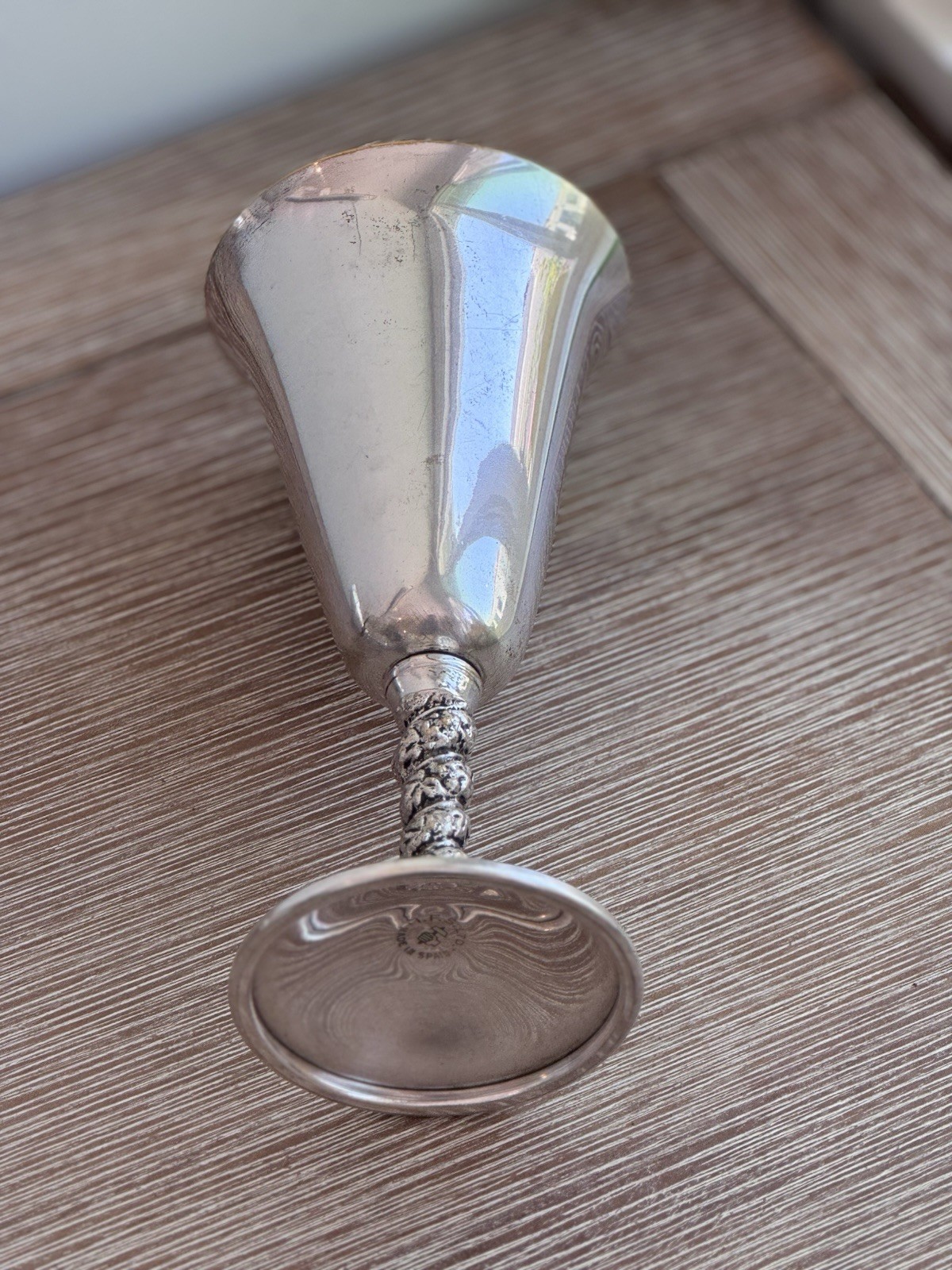 Vintage IFS Ltd Silverplate Wine Goblets Braided Vine Stem Spain Pair AS-IS Wear