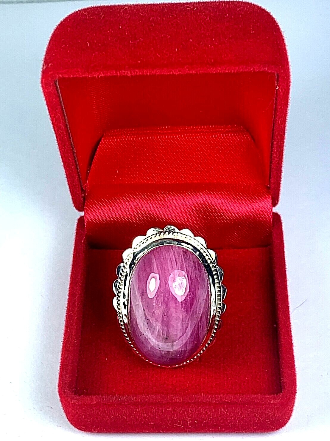 925 STERING SILVER BURMESE RUBY BLESSING HANDMADE RING US-10 FETISH THAI AMULET