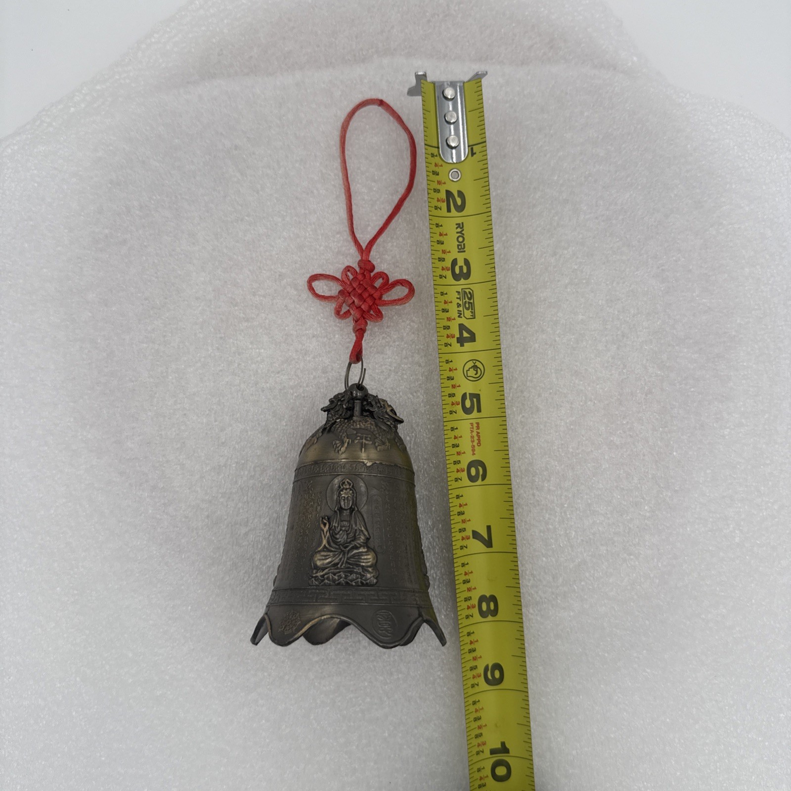 Bronze Buddhist Temple Bell Dragon & Buddha Relief Asian Hanging Wind Chime