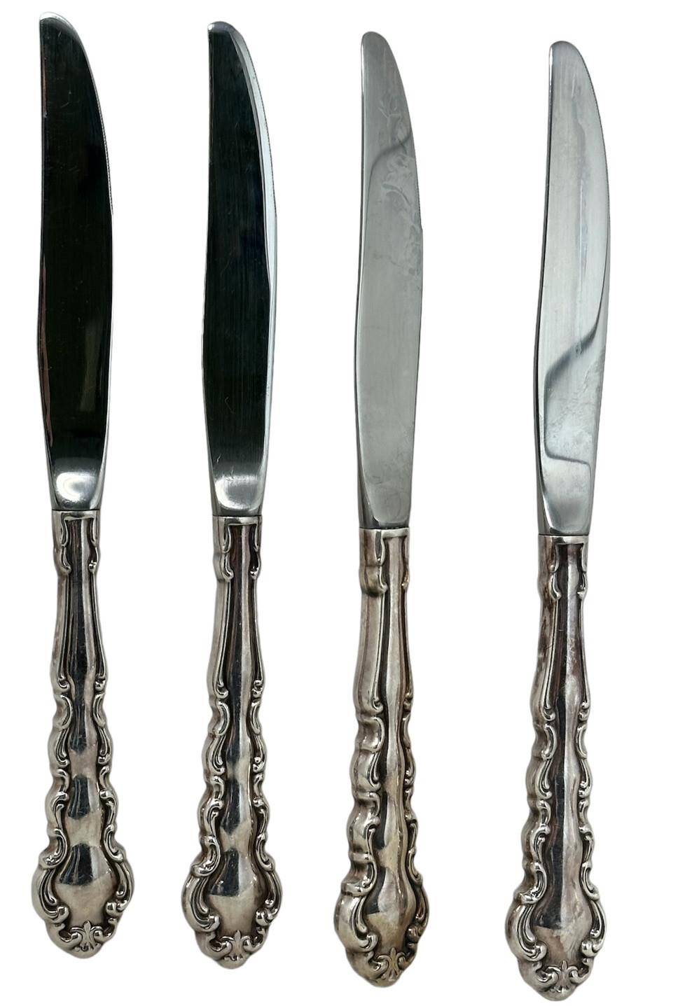 Oneida Modern Baroque 4 Dinner Knives Community Vtg Silverplate Flatware