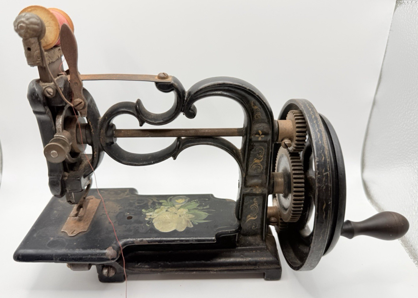 c1870s James G. Weir 55s Sewing Machine Antique Original Iron Tole Painted