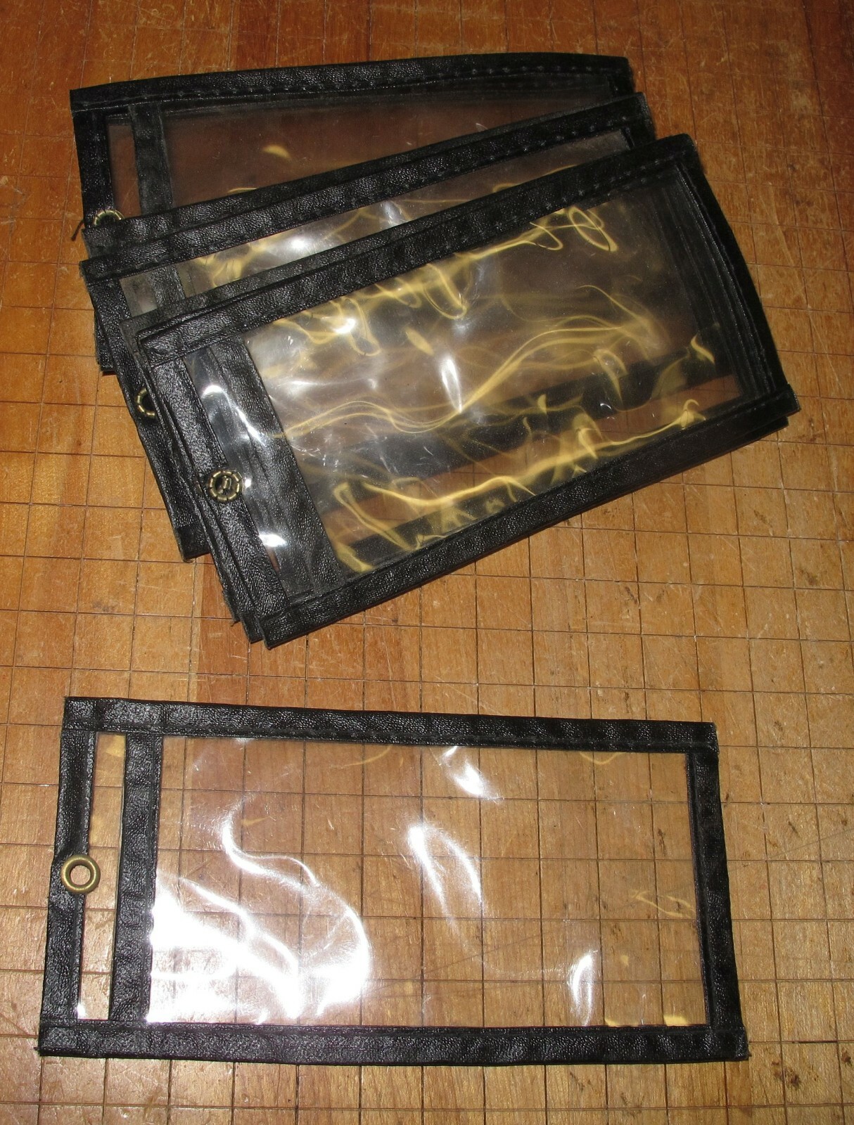 10 EARLY CLEAR CELLULOID INVENTORY CARD/TAG (2-1/4″ x 4-1/2″) HOLDERS