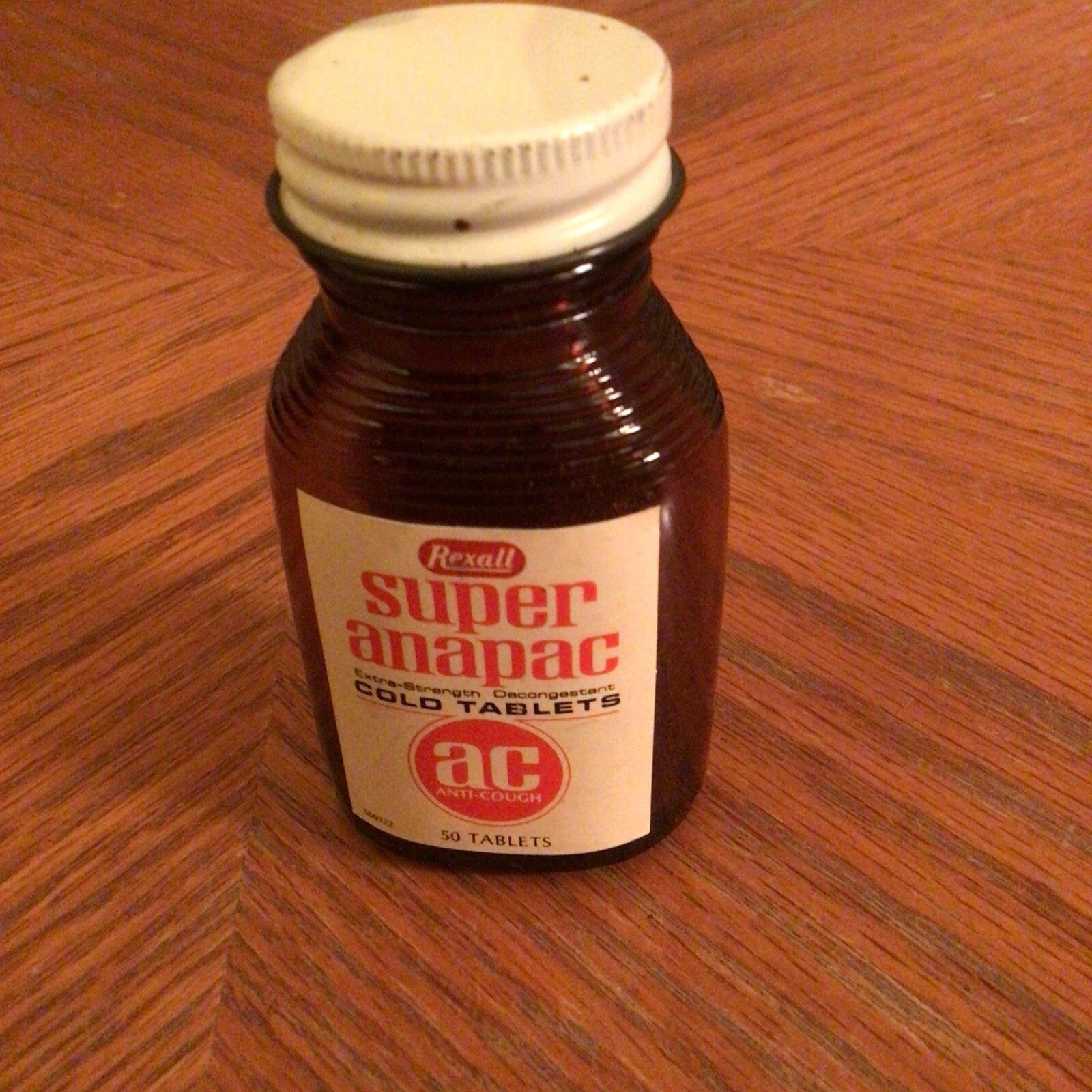 Vintage Rare Amber Paper Labe Jar Bottle Rexall Drug Company Chemists