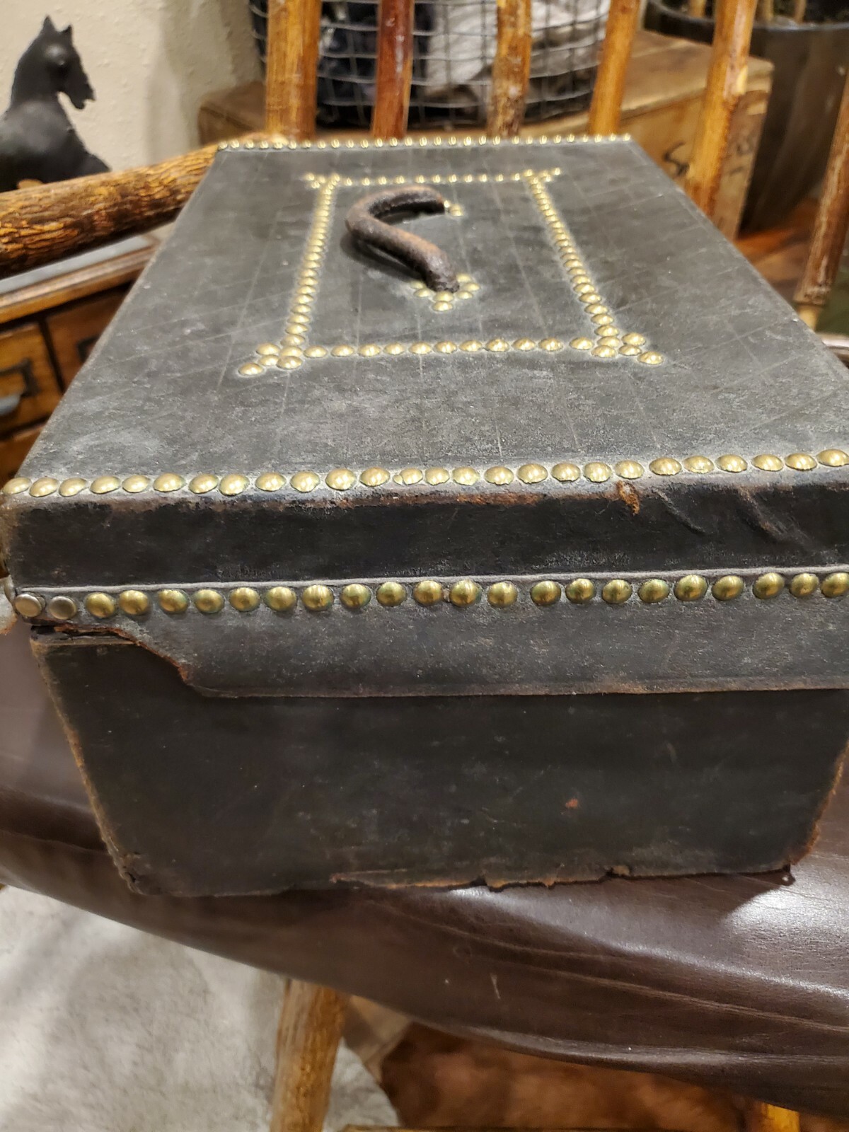 Antique Leather Box Horace Rice Harness Maker No 30 Hanover Street Boston