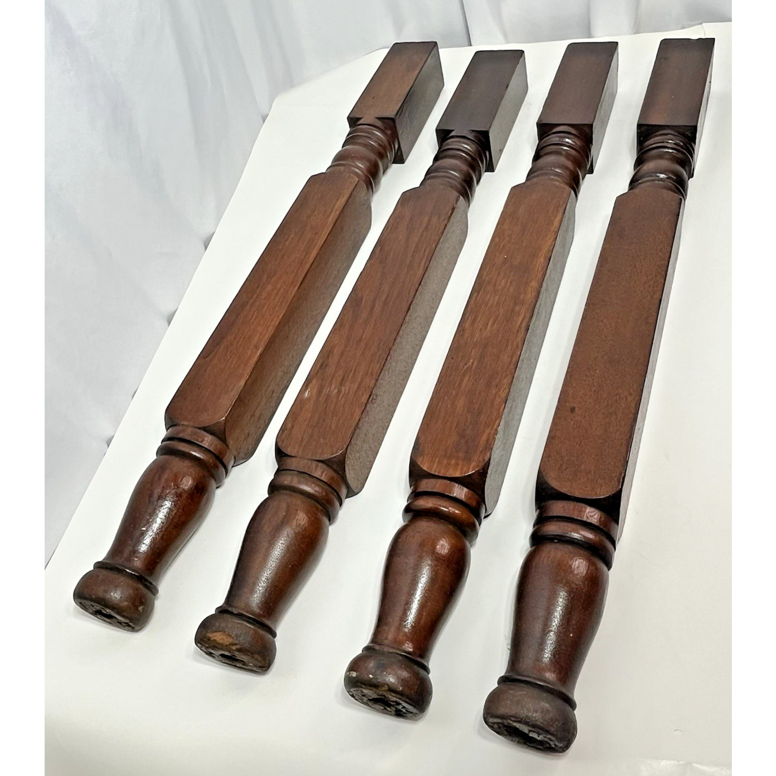 Vintage Handmade Reclaimed Turned Wood 26.5×2.25×2 Straight Furniture Table Legs