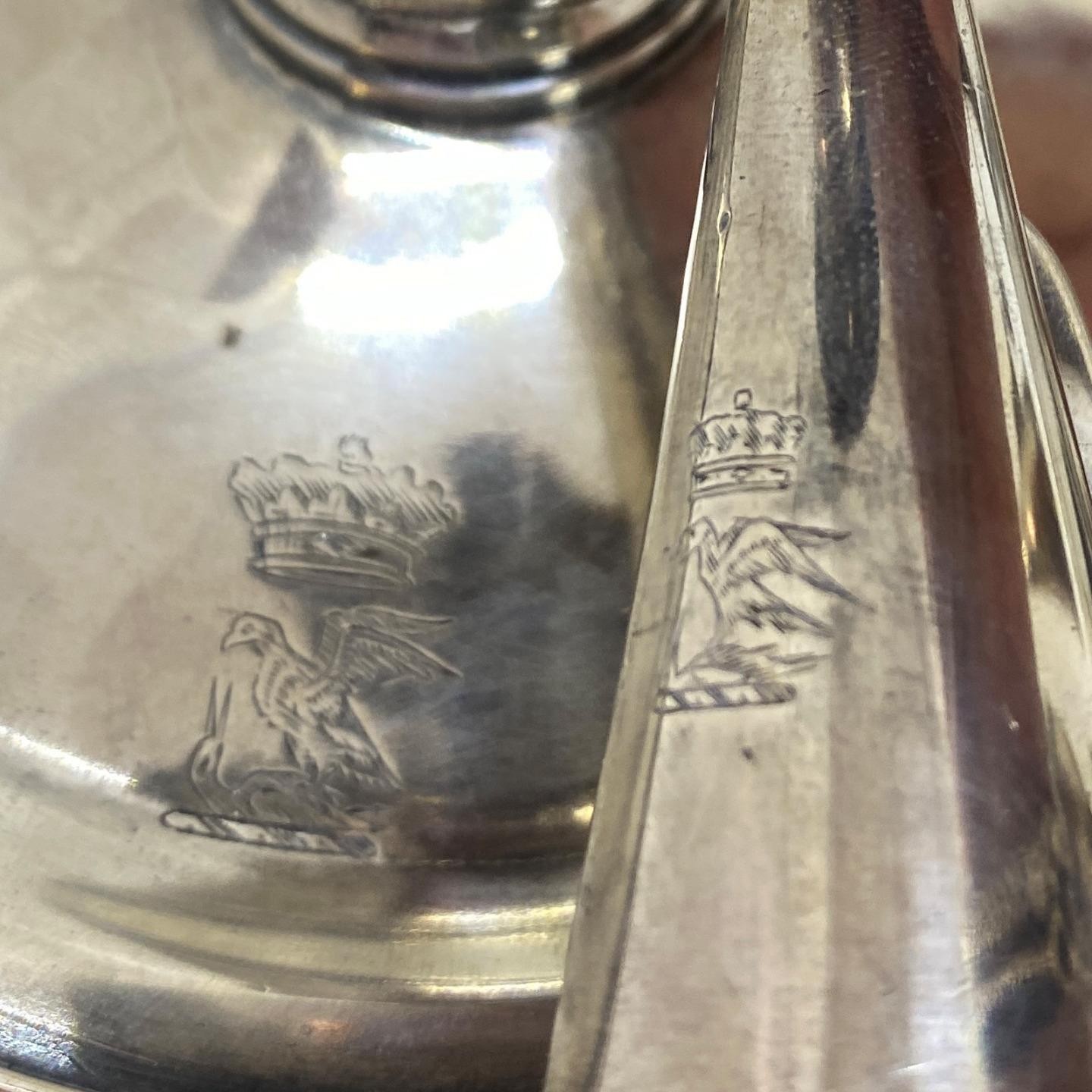 2 English George III Sterling Chamberstick Candlesticks Snuffer Richard Sharp