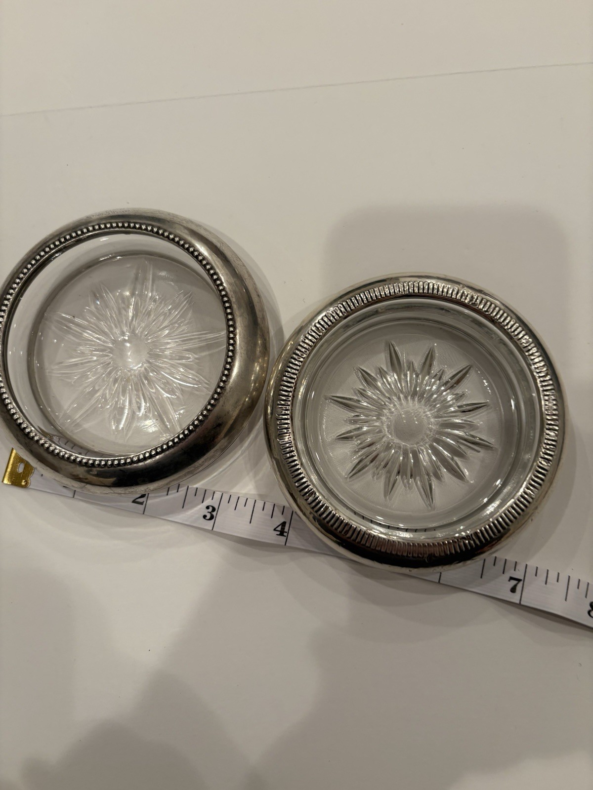 Frank M Whiting Sterling & Crown Sterling Drink Coasters Set of 2 Vintage 1950’s