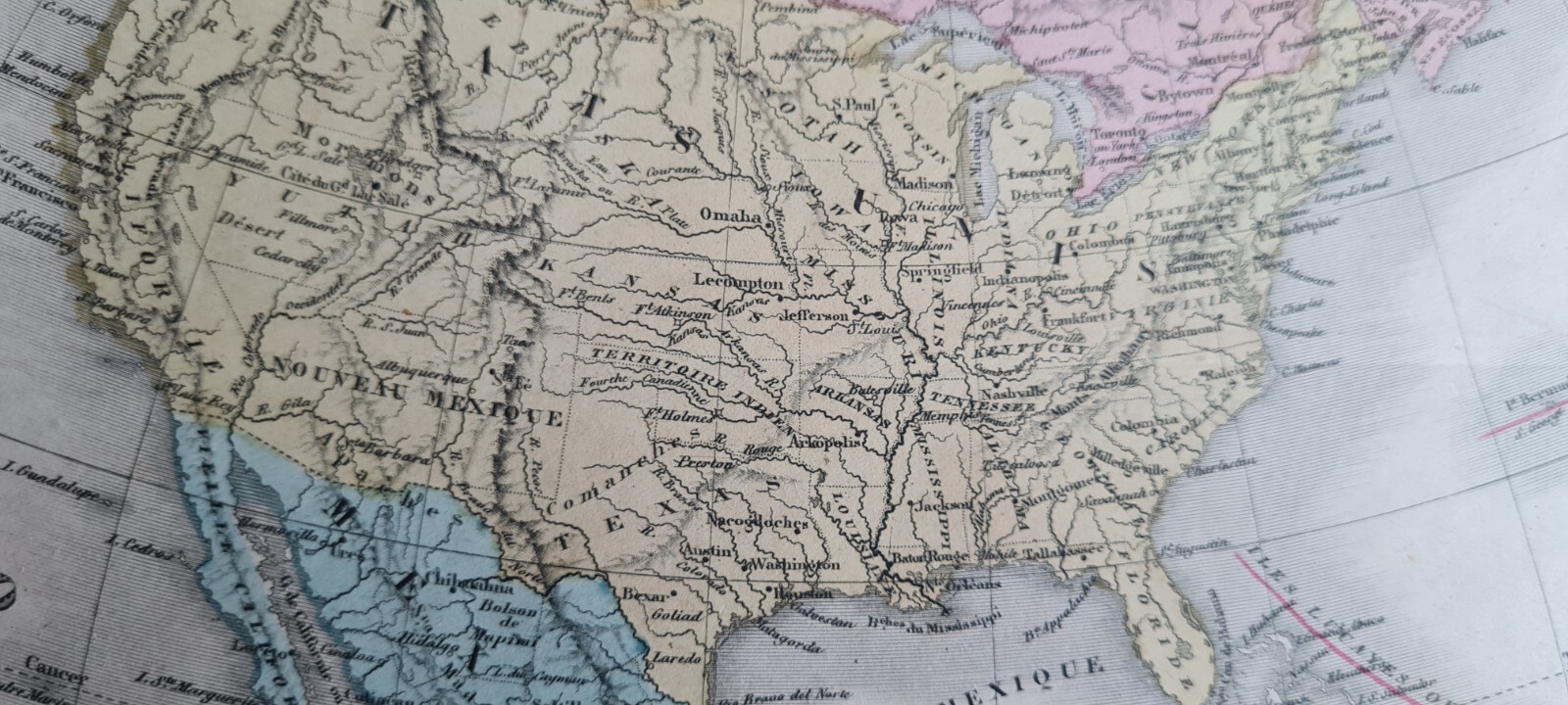 Antique (1862) French map – North America pre-Alaska purchase – Ansart