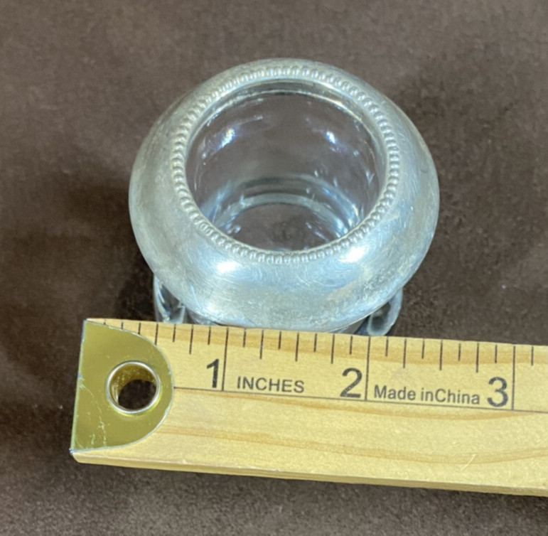 Vtg Frank M. Whiting Sterling Silver & Glass Toothpick Holder 3 1/4” *BENT BASE*