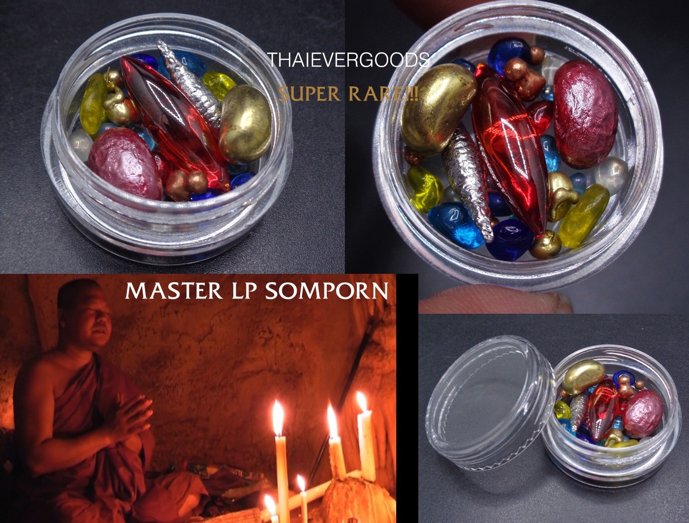 LEKLAI KEAW Suwan Suriyanracha RED NAGA GEM SILVER LP SOMPORN THAI BUDDHA AMULET