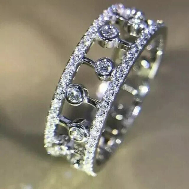 0.95 Ct Round lab Created Diamond Wedding Engagement Band Ring White Finish
