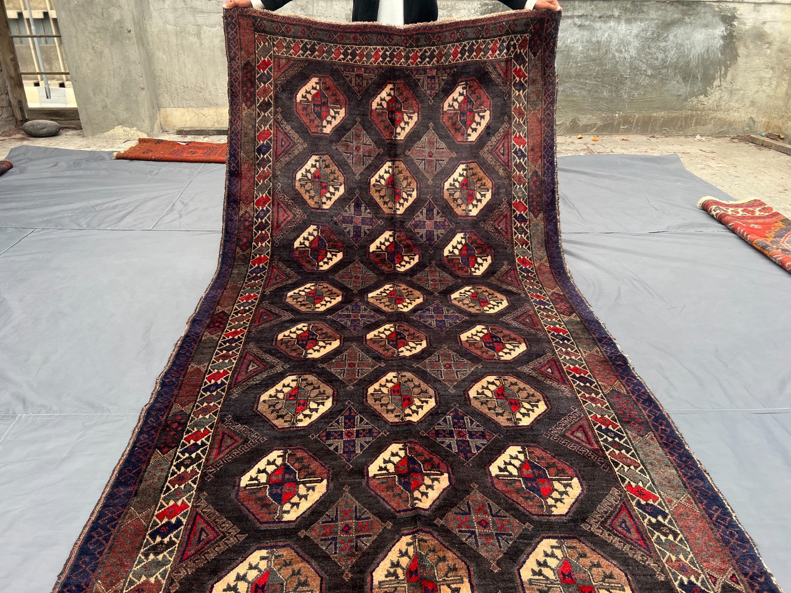 Vintage Afghan Tribal Runner | Hand-Knotted Wool Faded Nomadic Faded Area Rug