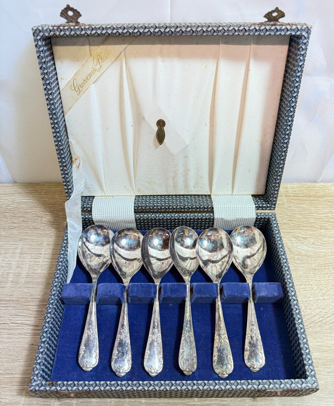 Vintage Grosvenor Plate EPNS A1 Teaspoons Set of 6 Boxed Silver Plated Cutlery