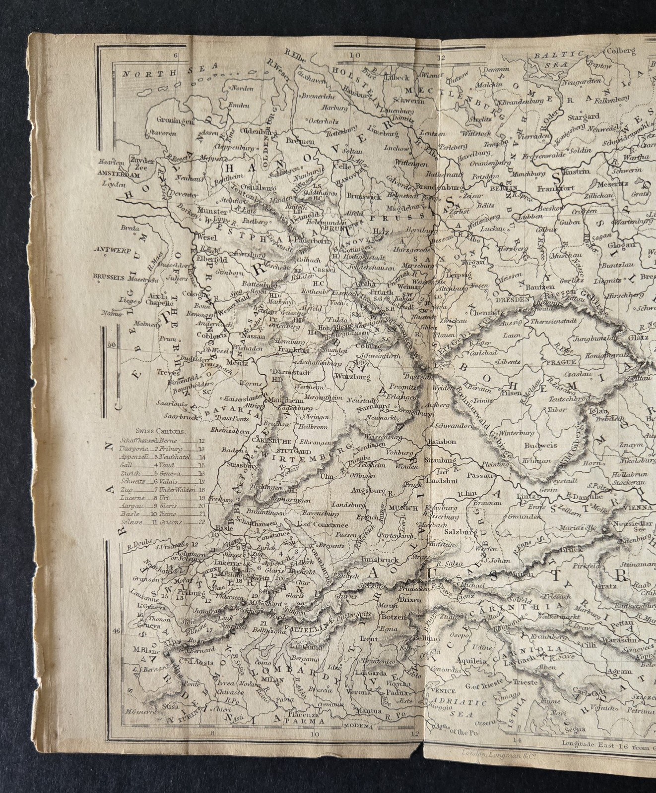 1852 Steel Engraving Map Grammar of Geography – Goldsmith Central Europe