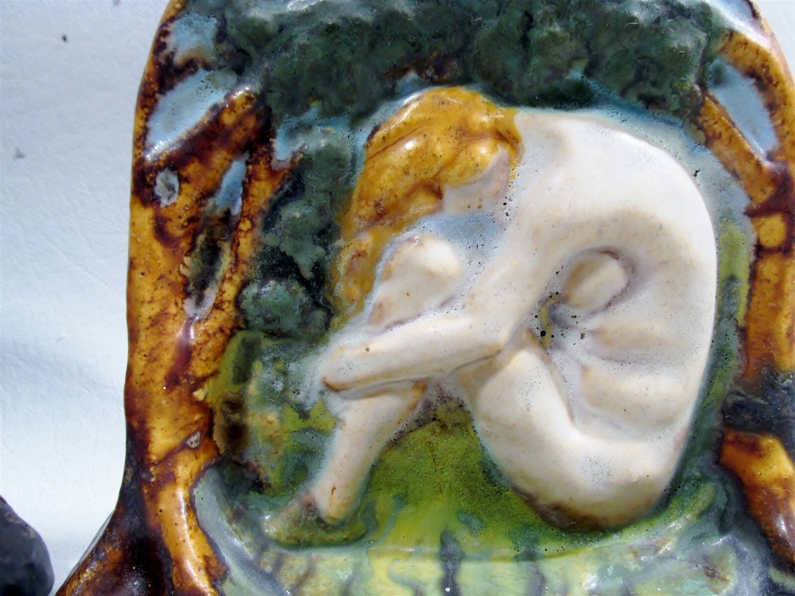 Antique American Arts & Crafts Pottery Nude Bookends Architectural Faience