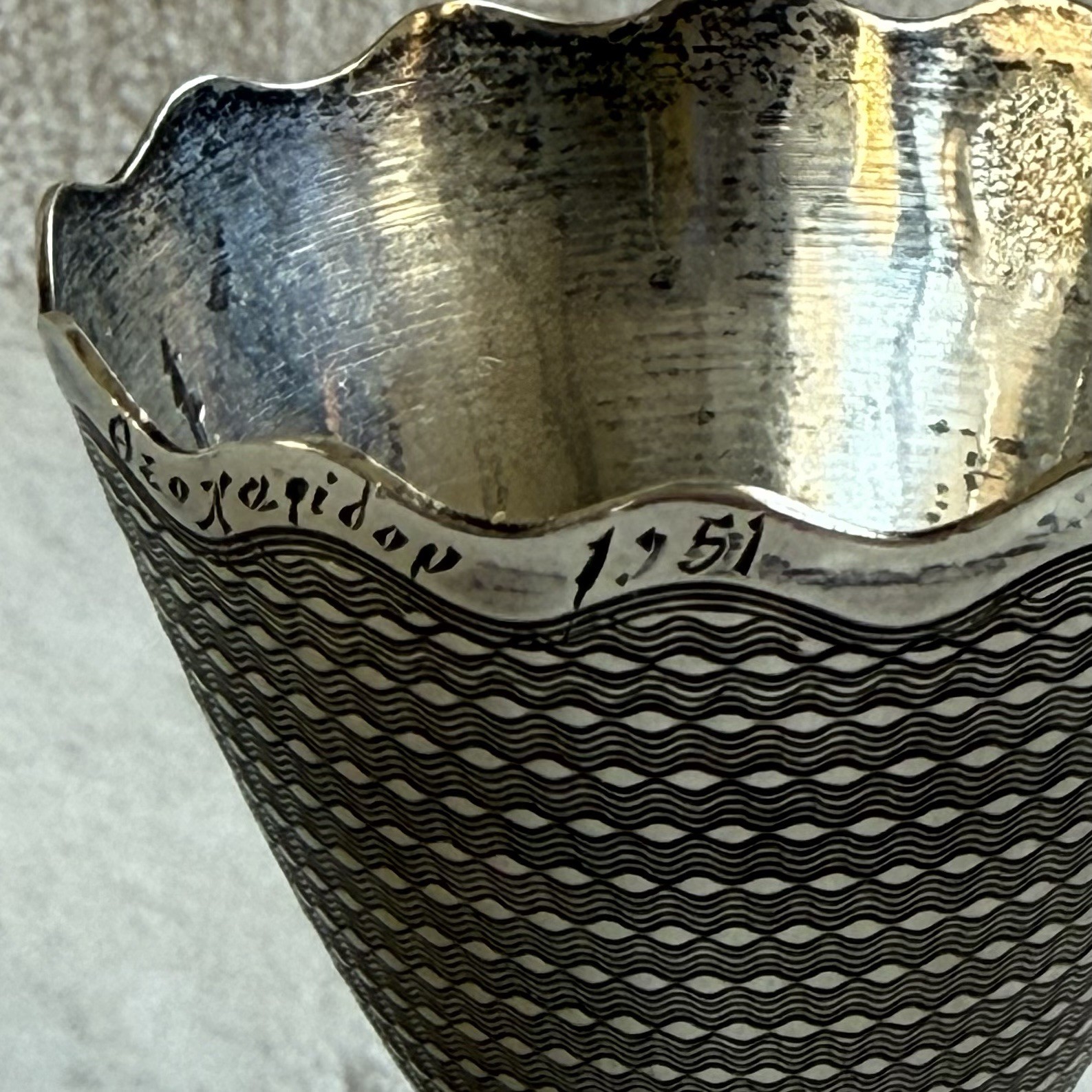 Antique Ottoman Pre-1923 800 Silver Zarf Coffee Cup Greek Inscribed 34g Turkish