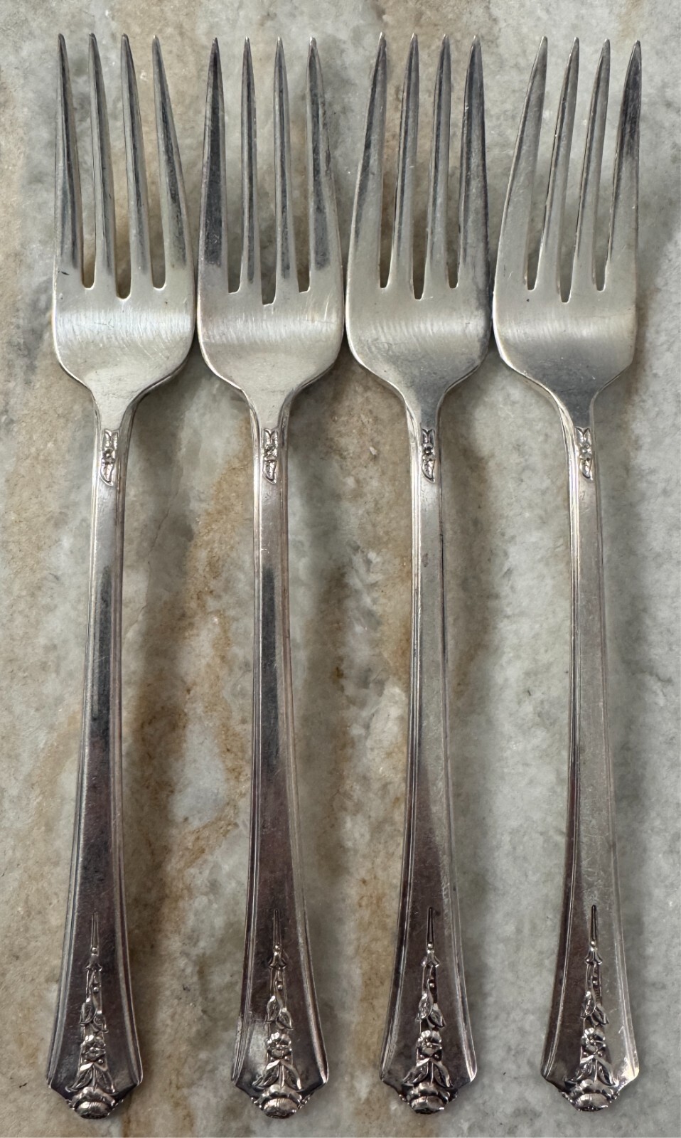 4 Salad Fork Spring Garden Silverplate by International Silver 6 3/4″ Holmes & E