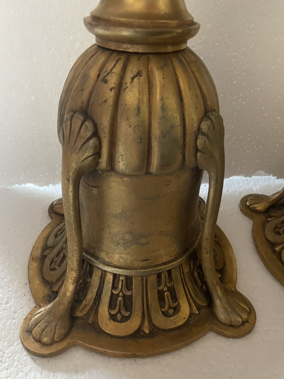 Lg Heavy Solid Brass Bases Candle Holders Doorstop Architectural Salvage 30 Lbs