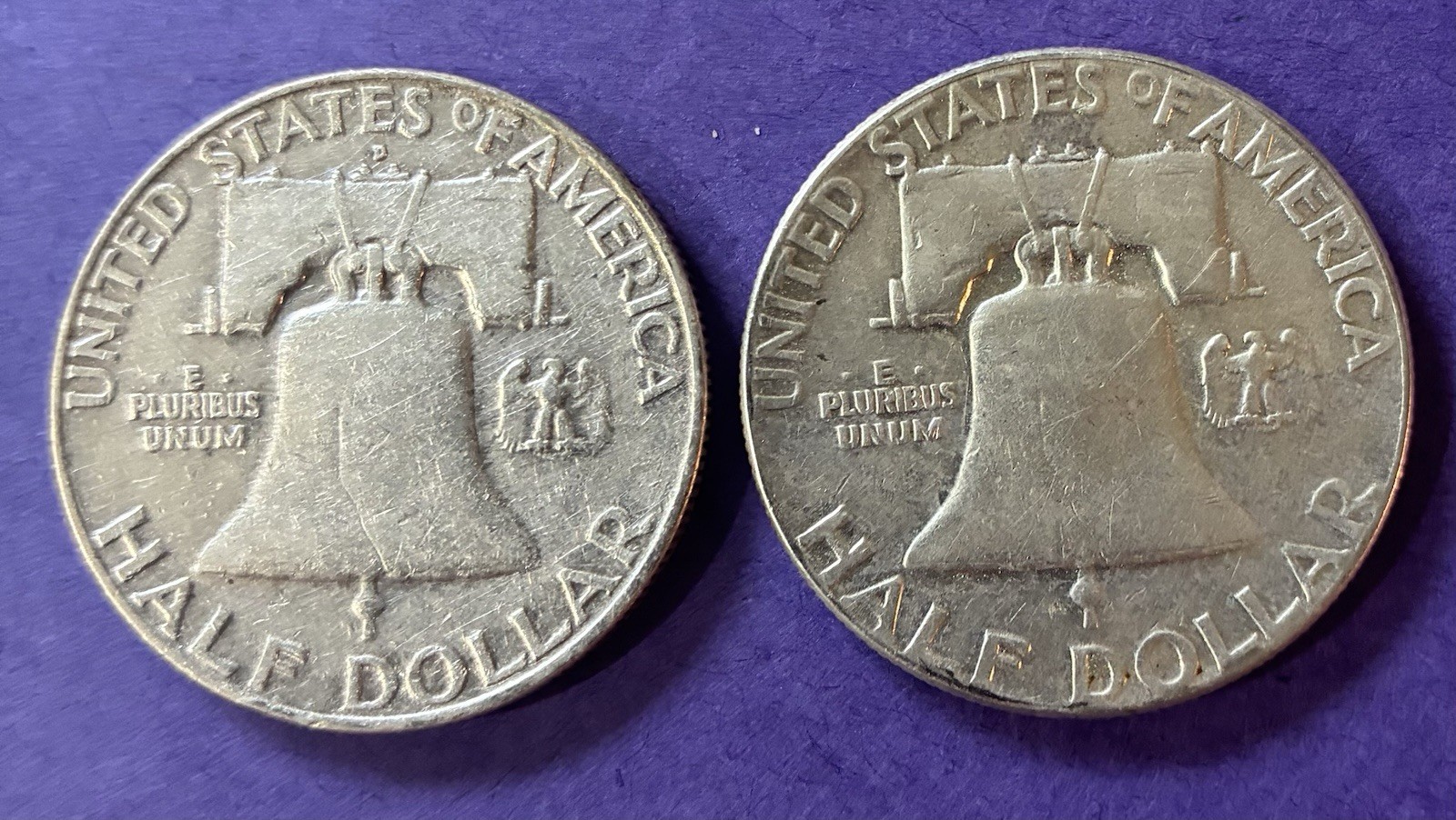 1958/1951 Franklin Half D0I lars – 90% SiIver [Lot of 2]