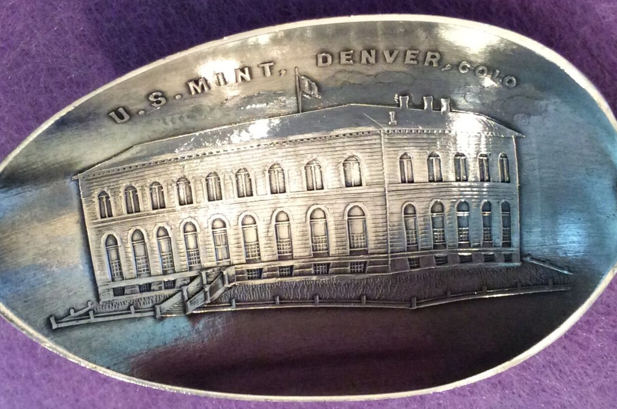 US Mint Denver Brown Hotel Indian Gold Smelter 5.7″ Sterling Souvenir Spoon 22g